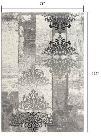 2’ X 10’ Gray Faded Filigree Pattern Runner Rug