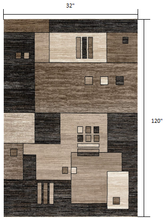 3’ X 10’ Beige And Brown Geometric Runner Rug