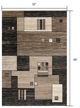 3’ X 10’ Beige And Brown Geometric Runner Rug