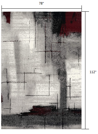 2’ X 10’ Gray And Burgundy Abstract Runner Rug