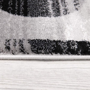 2’ X 10’ Gray Blocks And Rings Runner Rug