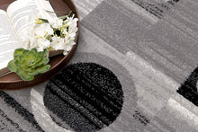 2’ X 10’ Gray Blocks And Rings Runner Rug