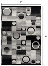 2’ X 10’ Gray Blocks And Rings Runner Rug