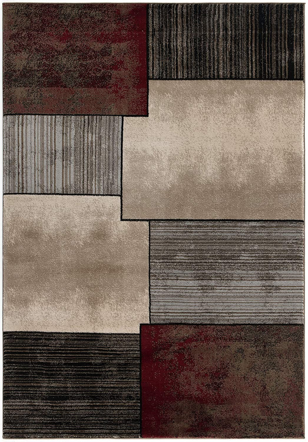 2’ X 10’ Brown Overlapped Blocks Runner Rug