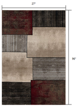 2’ X 10’ Brown Overlapped Blocks Runner Rug
