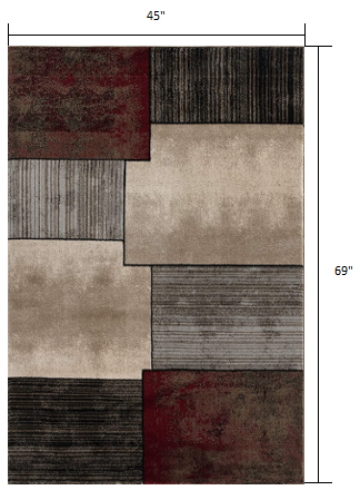 2’ X 10’ Brown Overlapped Blocks Runner Rug