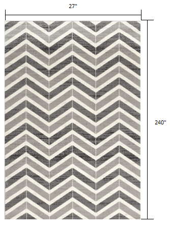 2’ X 10’ Gray Distressed Chevron Runner Rug