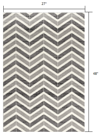 2’ X 10’ Gray Distressed Chevron Runner Rug