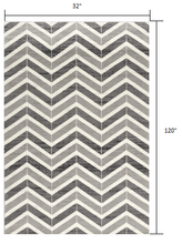 2’ X 10’ Gray Distressed Chevron Runner Rug