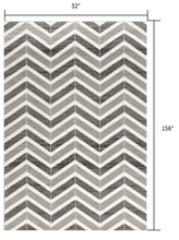 2’ X 10’ Gray Distressed Chevron Runner Rug
