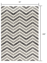2’ X 10’ Gray Distressed Chevron Runner Rug