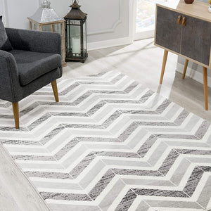 2’ X 10’ Gray Distressed Chevron Runner Rug
