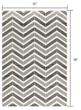 2’ X 10’ Gray Distressed Chevron Runner Rug
