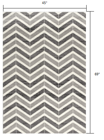 2’ X 10’ Gray Distressed Chevron Runner Rug