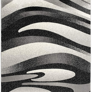 2’ X 10’ Black And Gray Abstract Marble Runner Rug