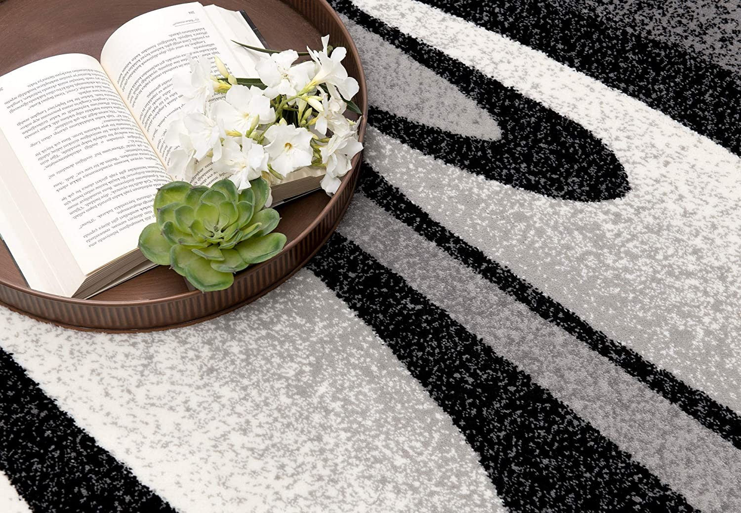 2’ X 10’ Black And Gray Abstract Marble Runner Rug