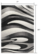 2’ X 10’ Black And Gray Abstract Marble Runner Rug