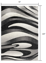 2’ X 10’ Black And Gray Abstract Marble Runner Rug