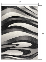 2’ X 10’ Black And Gray Abstract Marble Runner Rug