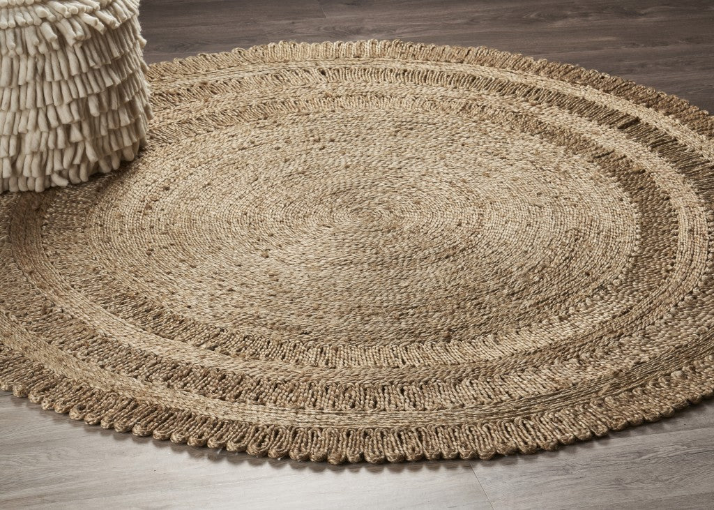 Gray Toned Braided Natural Jute Area Rug