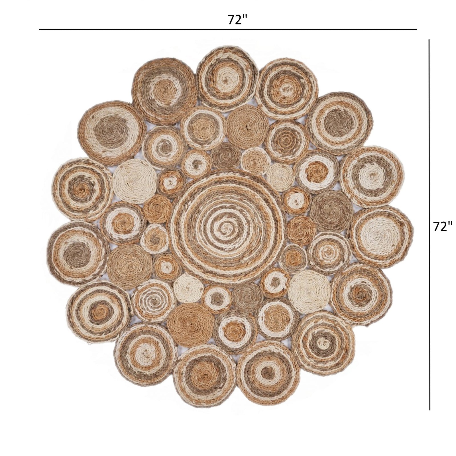 Multi-Toned Intricate Circle Natural Jute Area Rug