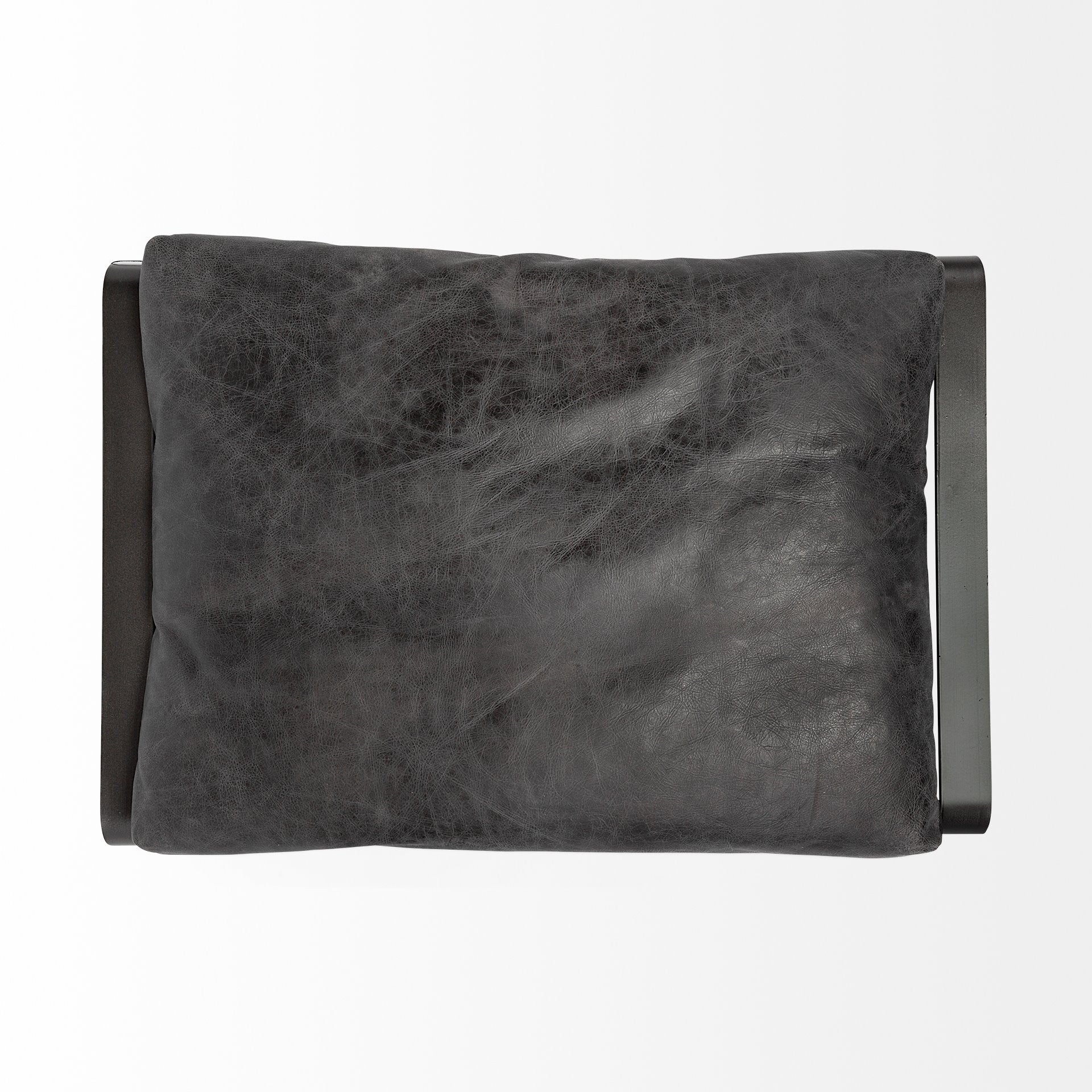 現代黑色皮革金屬底座腳凳