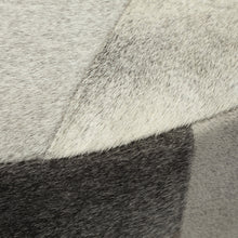 Otomana Redonda De Piel De Vaca Gris Con Base De Metal