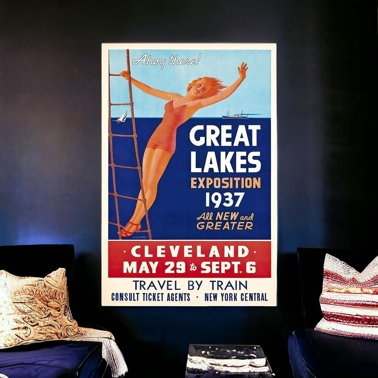 Great Lakes 1937 Vintage Travel Poster Wall Art - 24" x 36"