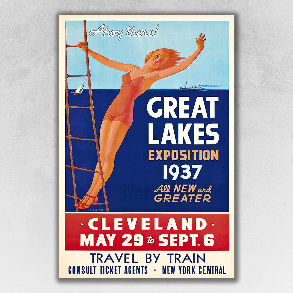 Great Lakes 1937 Vintage Travel Poster Wall Art - 24" x 36"