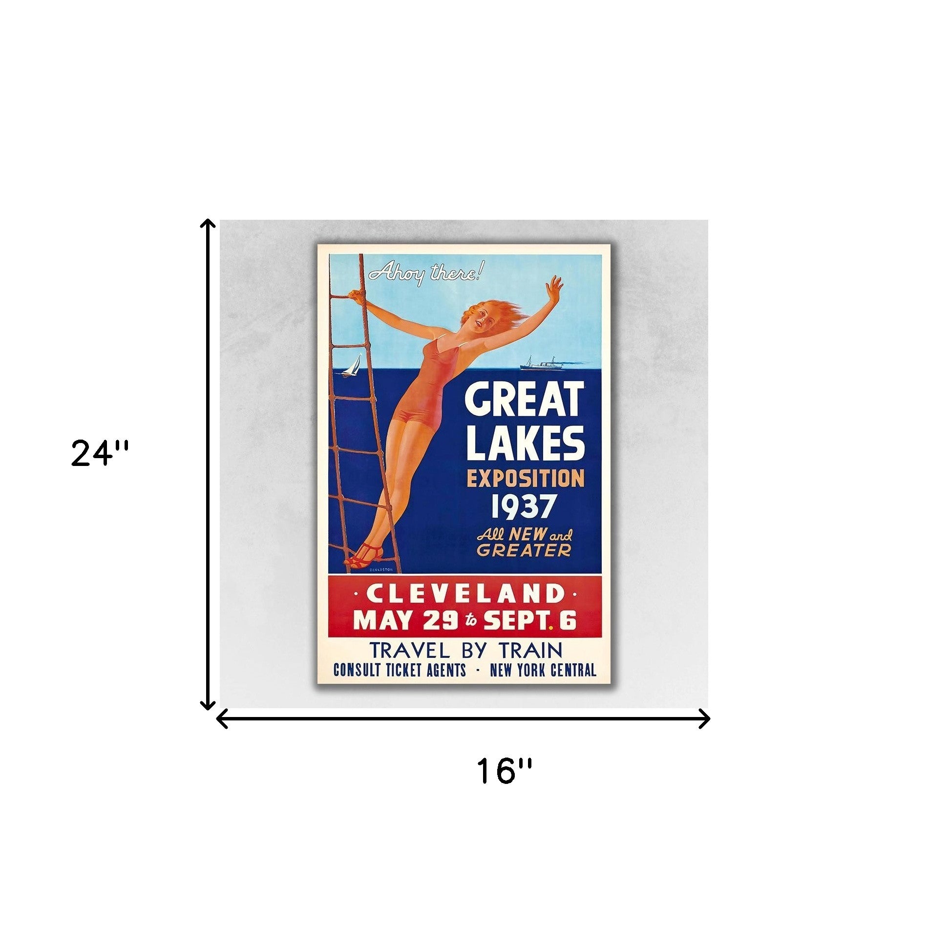 Great Lakes 1937 Vintage Travel Poster Wall Art - 24" x 36"