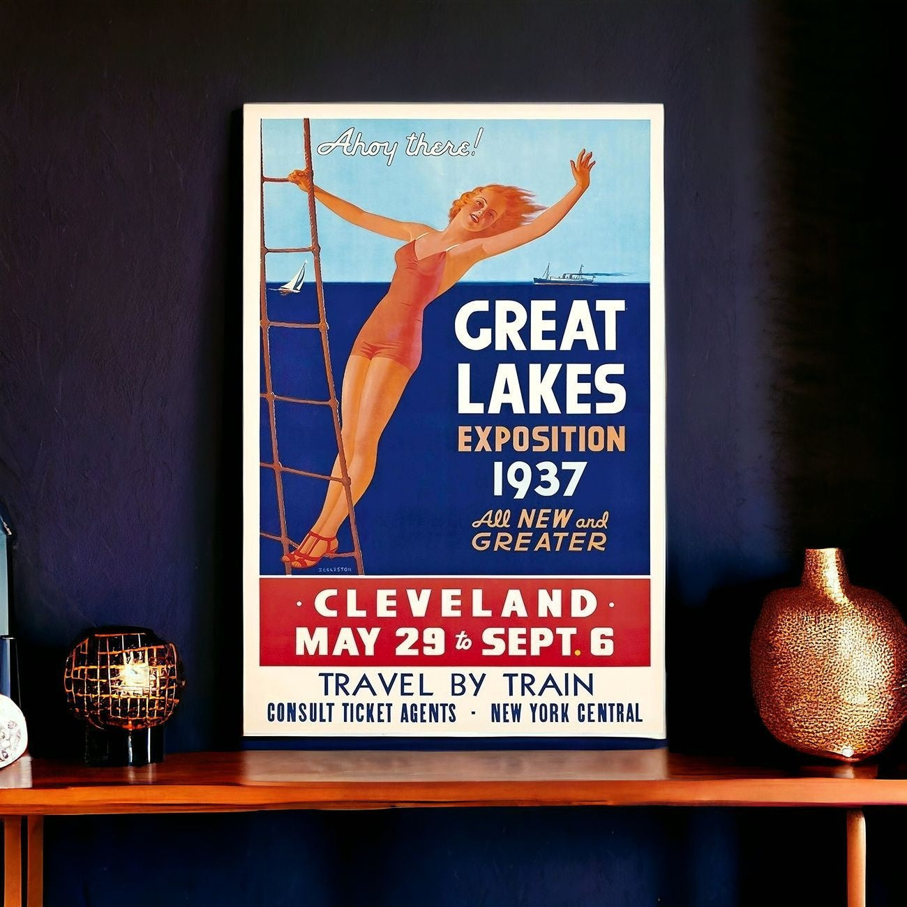 Great Lakes 1937 Vintage Travel Poster Wall Art - 24" x 36"