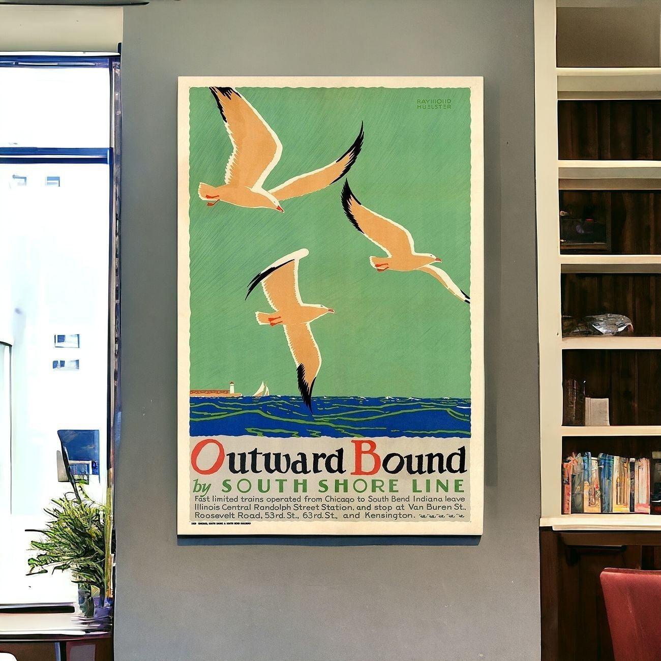 24" X 36" Birds Over Lake Michigan C1929 Vintage Travel Poster Wall Art