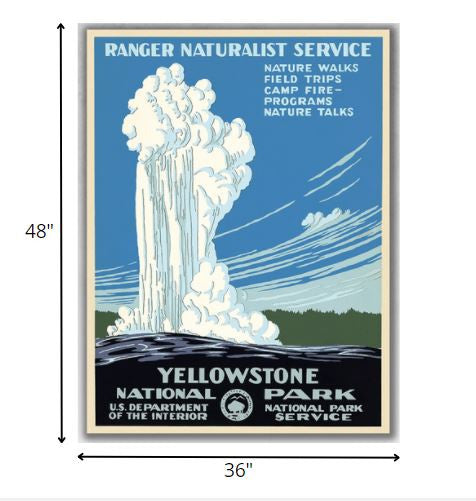 Yellowstone National Park c1938 Vintage Travel Poster Wall Art - 36" x 48"