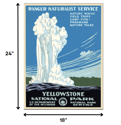 Yellowstone National Park c1938 Vintage Travel Poster Wall Art - 36" x 48"