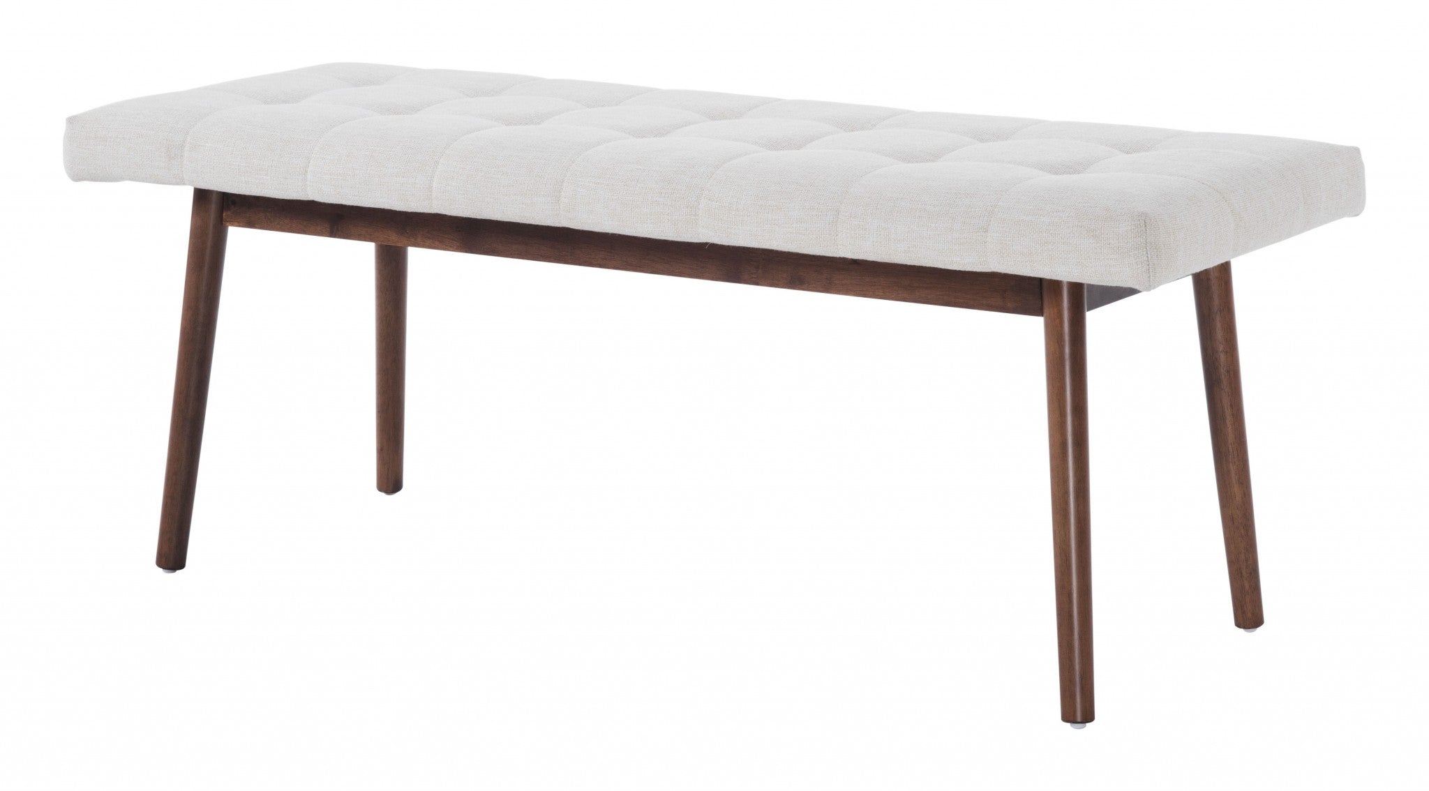 Otomana capitoné marrón oscuro y 100 % lino beige de 49"