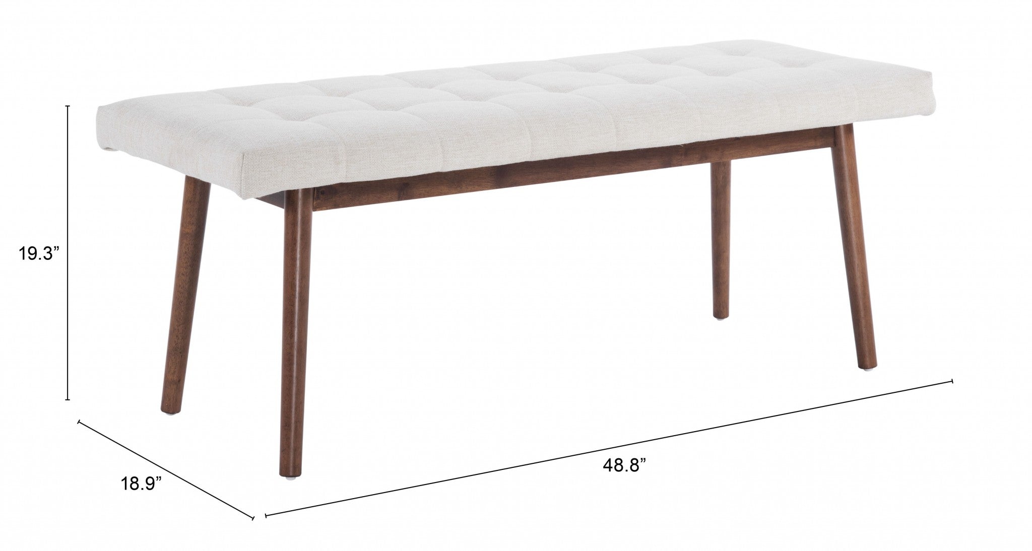 Otomana capitoné marrón oscuro y 100 % lino beige de 49"