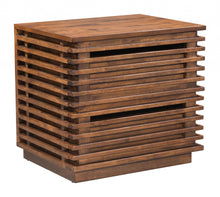 Walnut Solid Wood Modern Slat Design End Table with Drawers 22