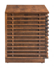 Walnut Solid Wood Modern Slat Design End Table with Drawers 22