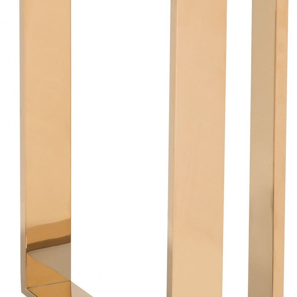 Designer's Choice White Faux Marble and Gold End Table