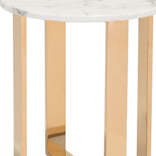 Designer's Choice White Faux Marble and Gold End Table