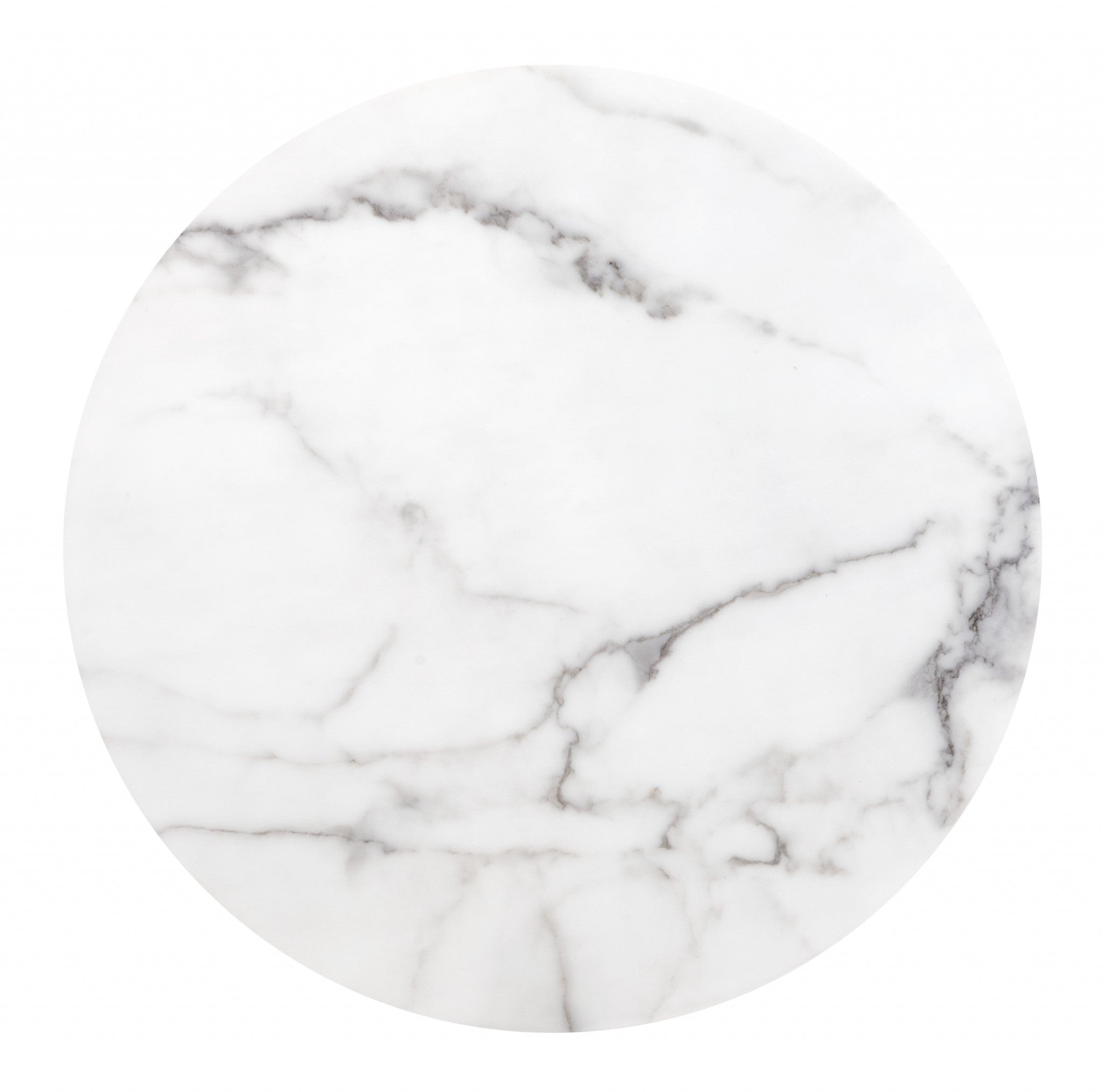 Designer's Choice White Faux Marble and Gold End Table