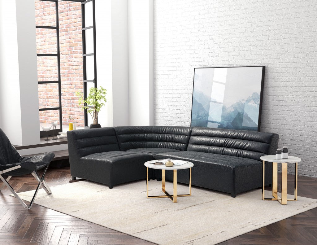 Designer's Choice White Faux Marble and Gold End Table