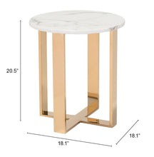 Designer's Choice White Faux Marble and Gold End Table