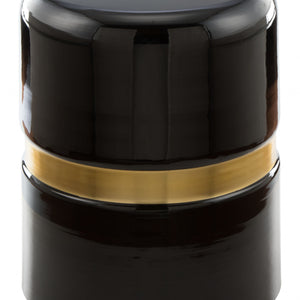 18" Black and Gold Modern Tubular Round Top End Table