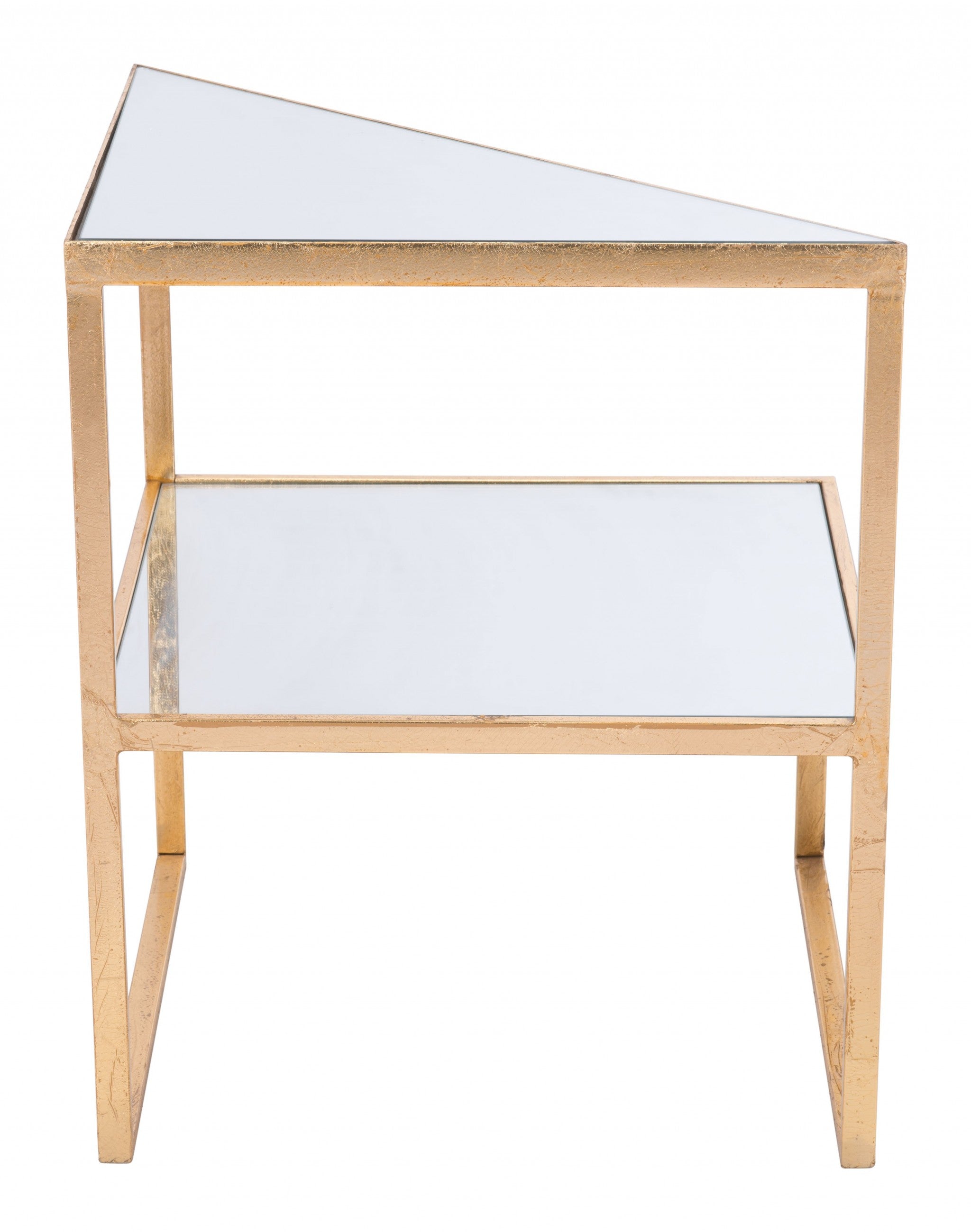 22" Gold And Clear Glass Rectangular End Table