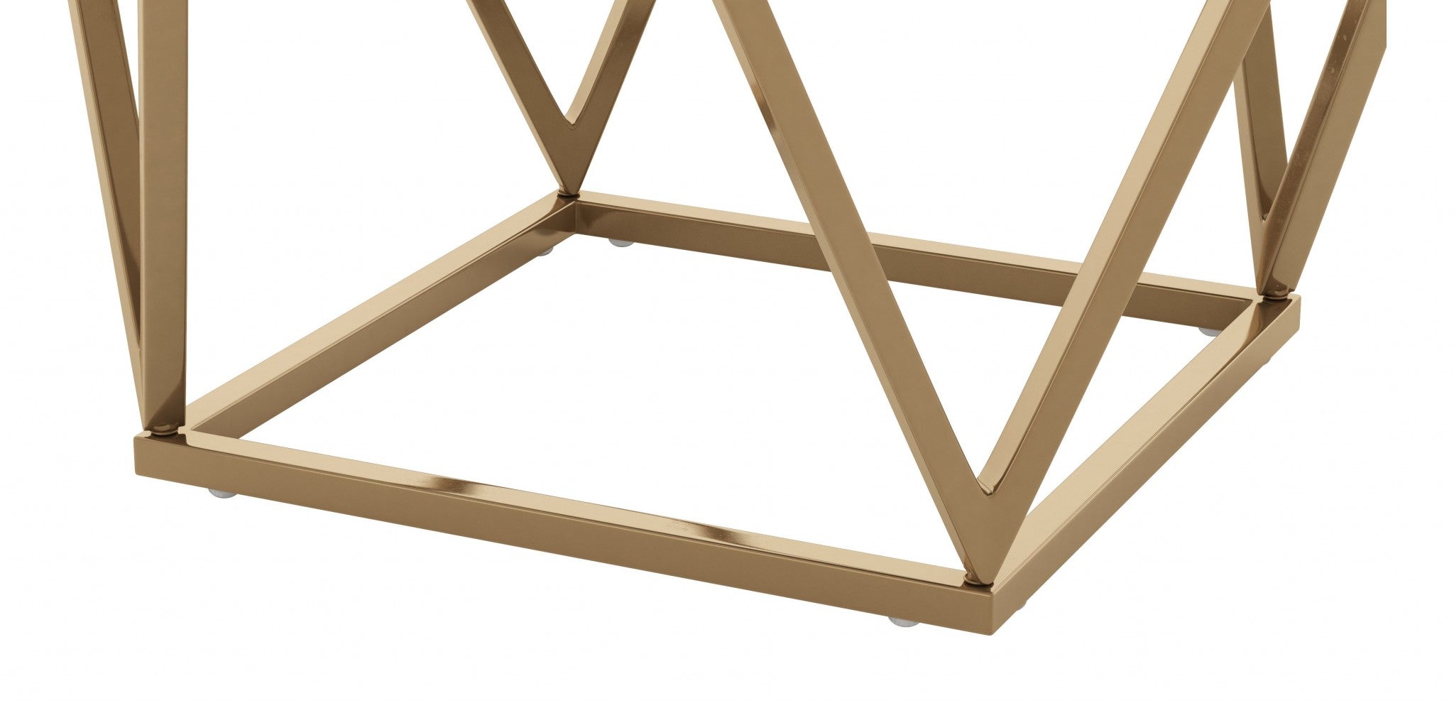 22" Black Marble and Gold Geo Side Table