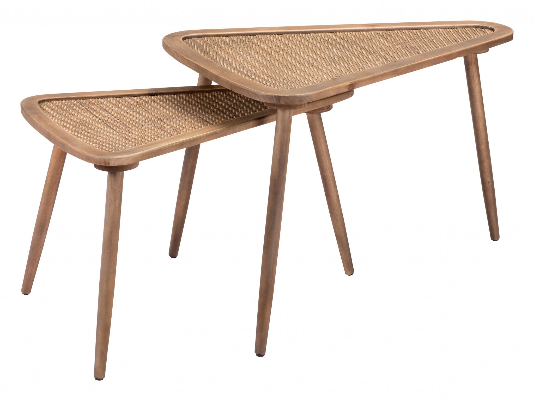 Set of Two Brown Wooden Nesting Tables