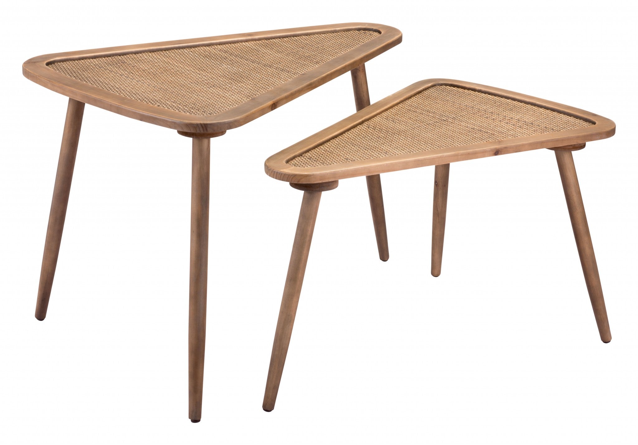 Set of Two Brown Wooden Nesting Tables