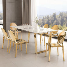 Designer's Choice White Faux Marble and Gold Dining Table