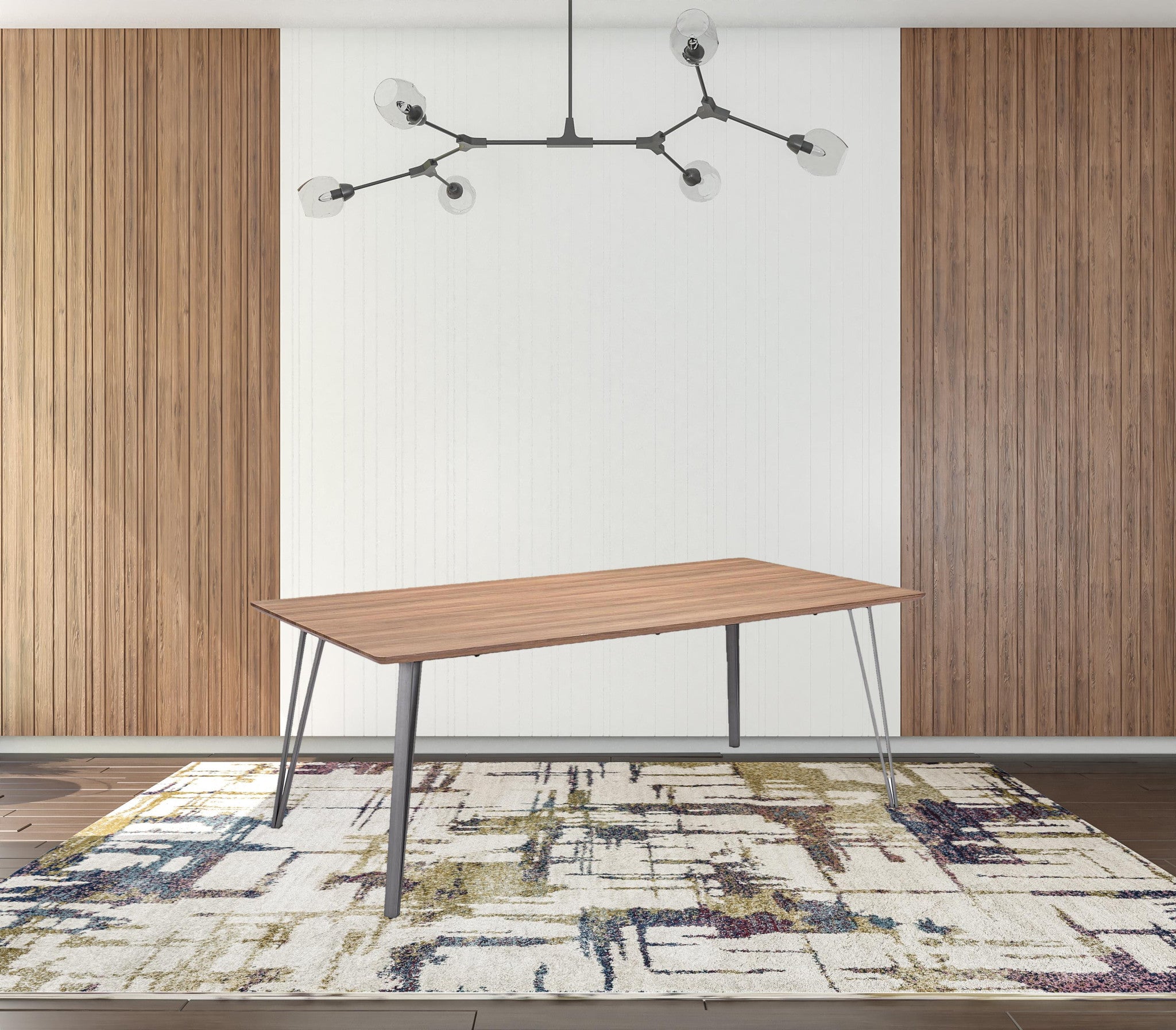 40" Walnut Brown And Steel Gray Rectangular Dining Table